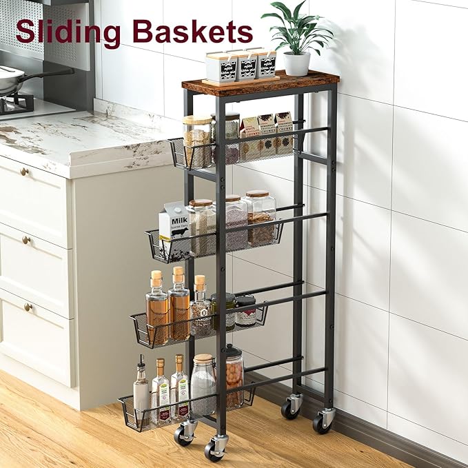 Honest Slim Storage Cart 5-Tier Slim Rolling Cart - Image 2