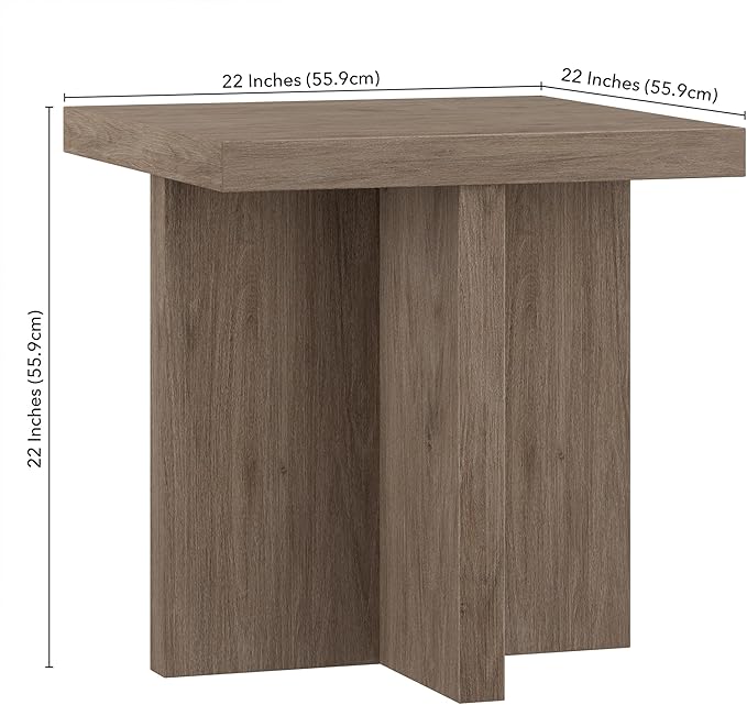 Henn&Hart 22" Wide Square Side Table in Weathered Gray, - Image 3