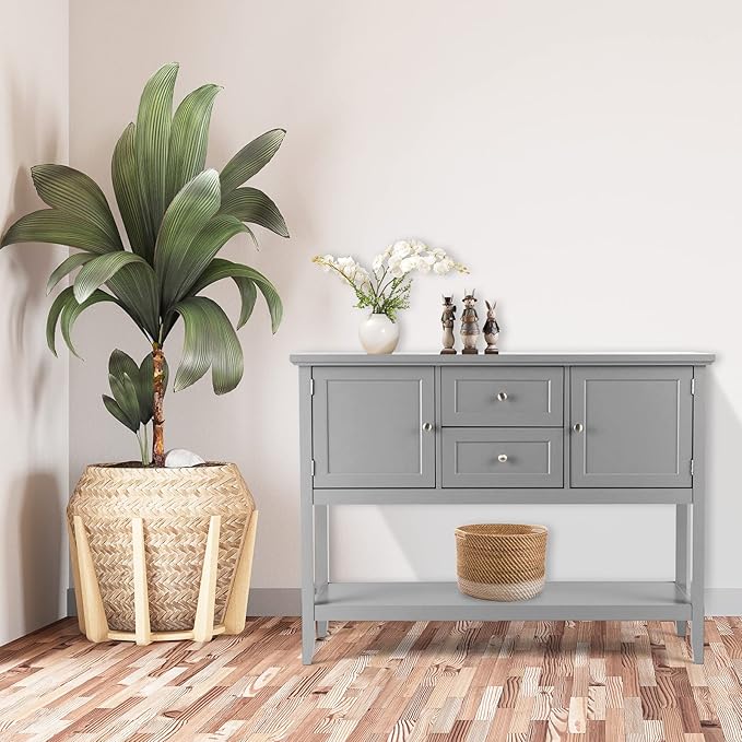 COSTWAY Buffet Sideboard, with 2 Wood Storage Drawers & Open Shelf, Console - Image 9