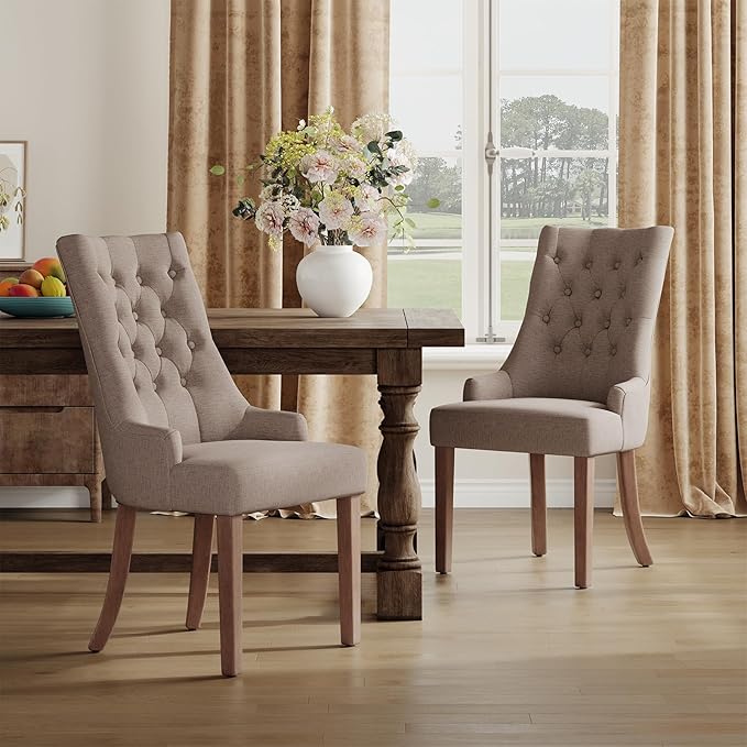 COLAMY Wingback Upholstered Dining Chairs Set of 4, Fabric Side Dining Room - Image 7
