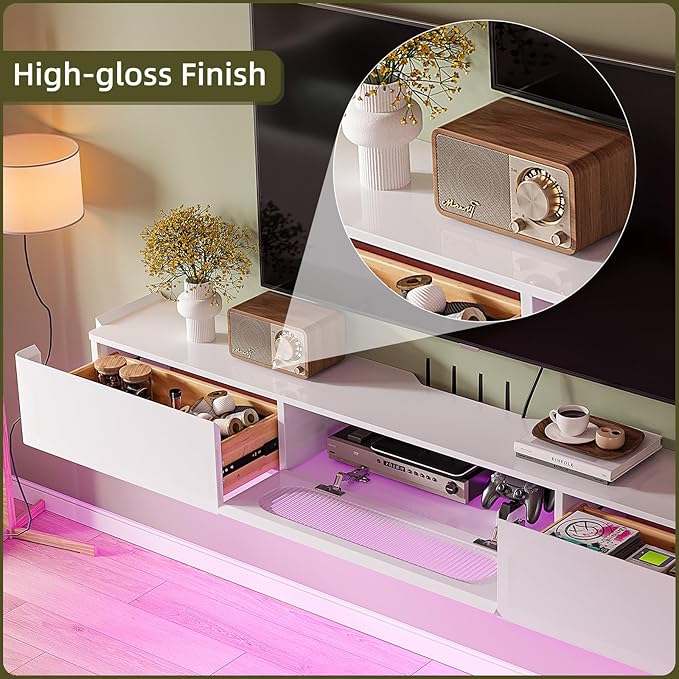 Floaticase Floating TV Stand, 94IN Fully Assembled Hign Gloss Wall Mounted - Image 7