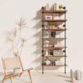 7 Tier Industrial Ladder Shelf Bookcase, Wall Mounted Rustic Bookshelf by ANYNICE