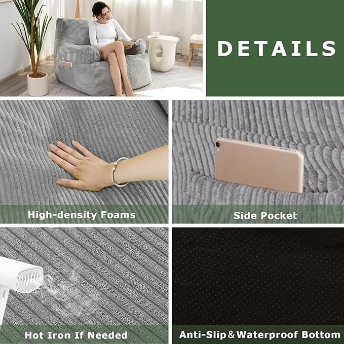 HIGOGOGO Giant Bean Bag Chair Sofa, Big Comfy Chair - Image 6