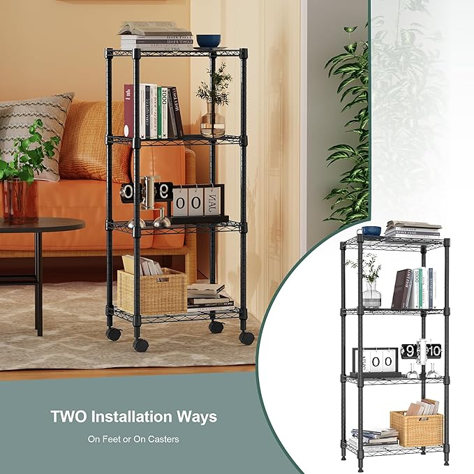 4-Shelf Adjustable Heavy Duty Steel Wire Rack, Adjustable Storage Shelving Unit - Image 7
