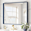 Keonjinn 42 x 36 Inch Blue Framed Mirror Bathroom Vanity Mirror by Keonjinn