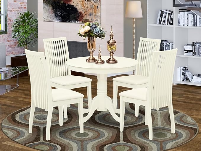 East West Furniture ANIP5-LWH-C 5 Piece Kitchen Table & Chairs Set Includes a - Image 2