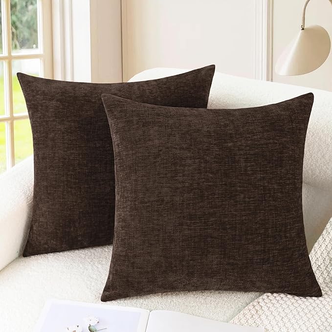 CaliTime Throw Pillow Covers Decorative 24 X 24 Inches Pack of 2 Cozy Chenille by CaliTime