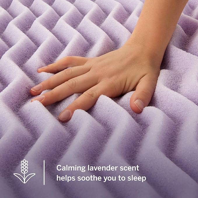 LUCID 3 Inch 5 Lavender Memory Foam Plush-Calming Targeted Convoluted Comfort - Image 3