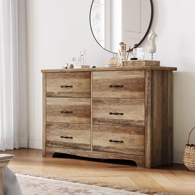 LINSY HOME 6 Drawers Dresser for Bedroom, Modern Farmhouse Storage Dresser - Image 3