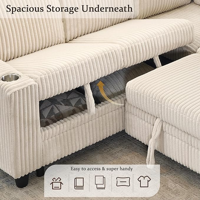 Ball & Cast Modular Sectional Sleeper Sofa Bed, L-Shaped Couch W/Pull Out Bed - Image 5
