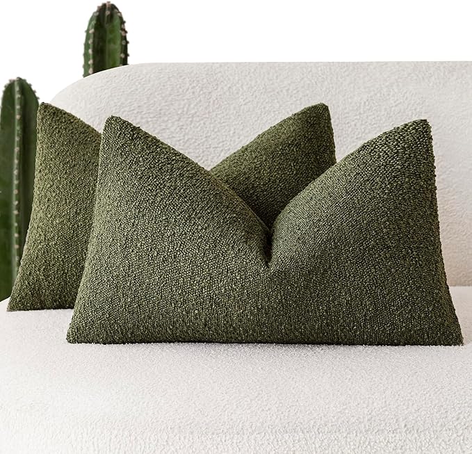 Foindtower Pack of 2 Textured Boucle Throw Pillow Covers Accent Solid by Foindtower
