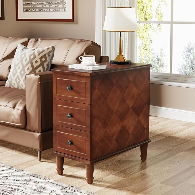 Tribesigns Solid Wood End Table, Fully Assembled Narrow Side Table by Tribesigns