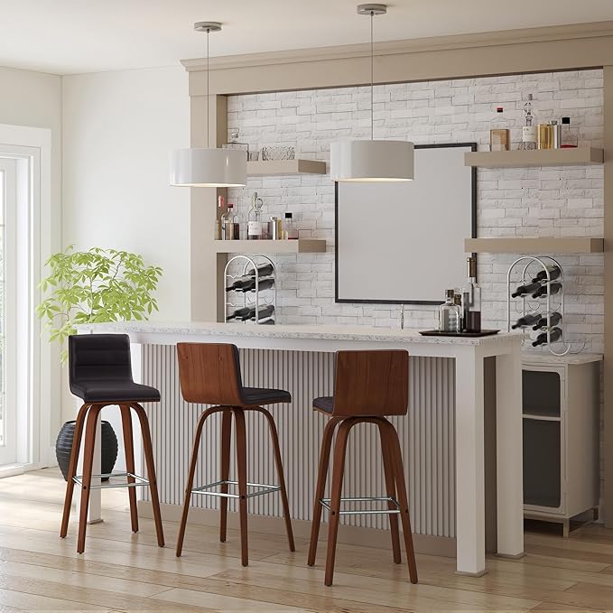 Vienna 30" Swivel Bar Stool in Walnut Wood Finish - Image 2