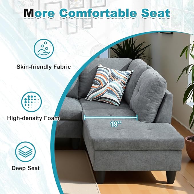 97" Oversized Sectional Couch, L Shaped Couch - Image 5