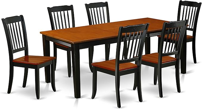 East West Furniture QUDA7-BCH-W 7 Piece Dining Table Set Consist of a Rectangle - Image 3
