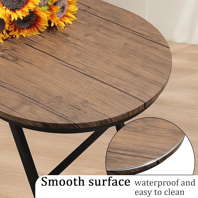 Folding Coffee Table for Small Spaces Wood and Metal Oval Coffee Table Portable - Image 7