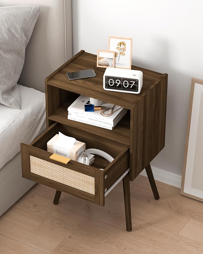 Rattan Nightstand, Modern Bedside Table - Image 5