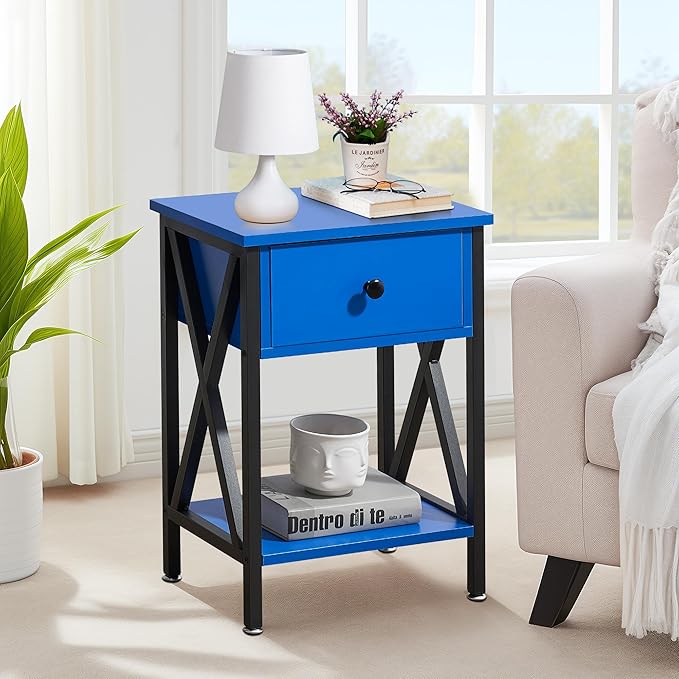 VECELO Nightstands Set of 2, Modern Bedside End Tables, Night Stands - Image 2