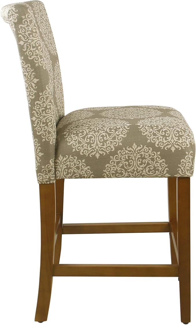 HomePop Upholstered Counter Height Barstool, Taupe and Cream Medallion - Image 5