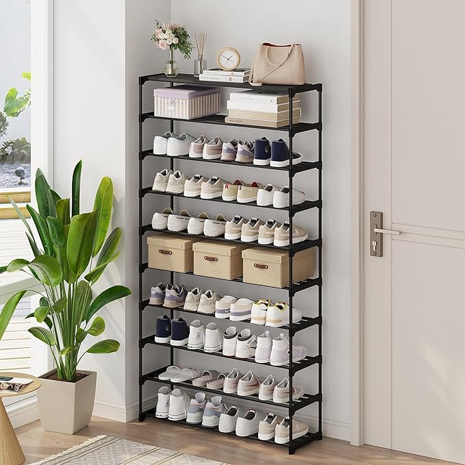 Calmootey 10-Tier Shoe Rack, Tall Large Capacity 50 Pairs Shoes Storage - Image 2