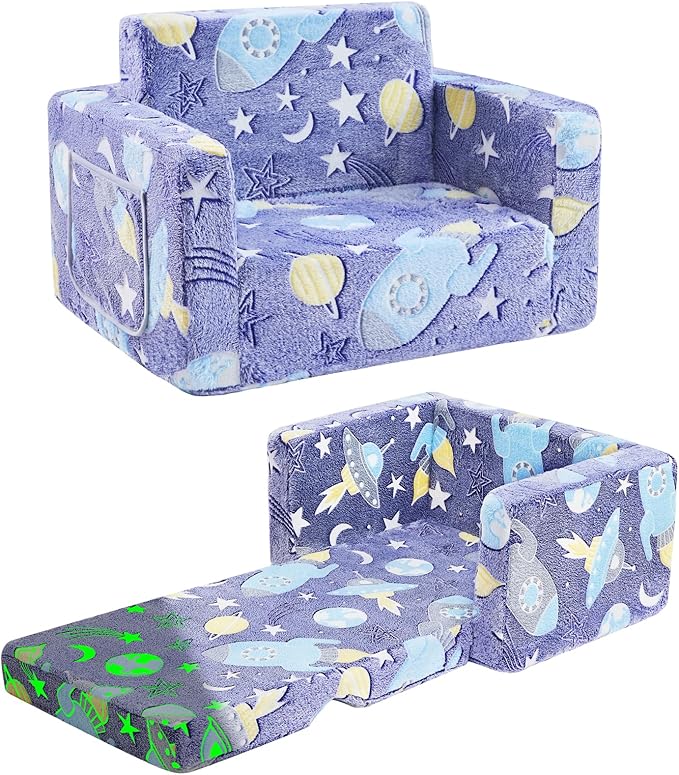 Toddler Chair Comfy, 2-in-1 Soft Toddler Couch Fold Out by inhand