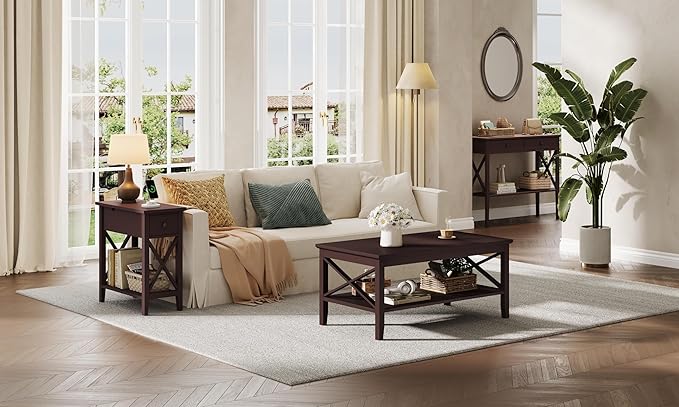 ChooChoo End Table with Charging Station, Narrow Side Table with USB Ports and - Image 5