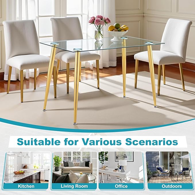 Dining Table for 6 Kitchen Table 47.2" Rectangular Modern Glass Dining Table - Image 7