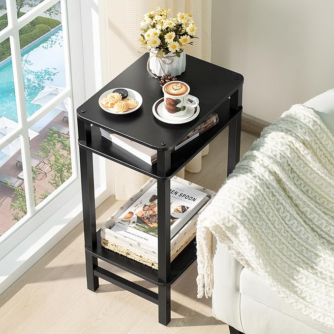 28in Tall Side Table 3-Tier Small Narrow End Table - Image 4