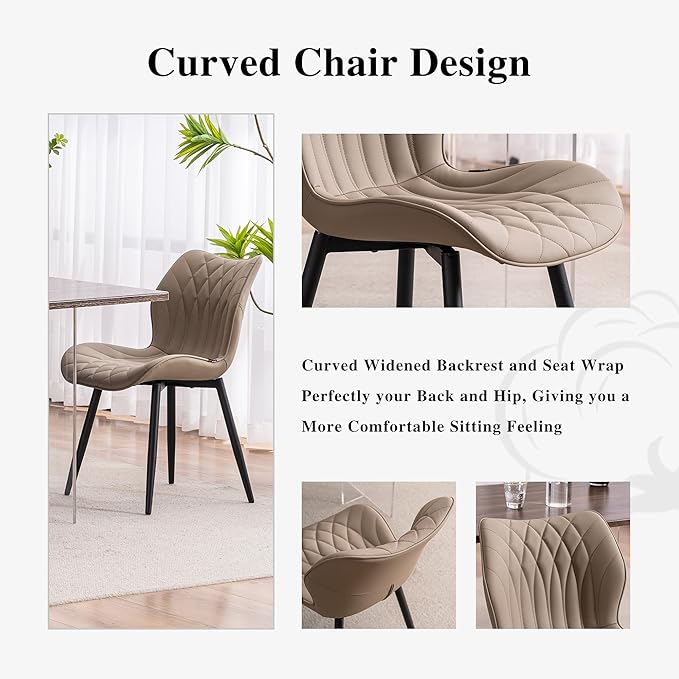 YOUNIKE Dining Chairs Set of 2, Upholstered Leather Kitchen Dining Room Chairs - Image 3