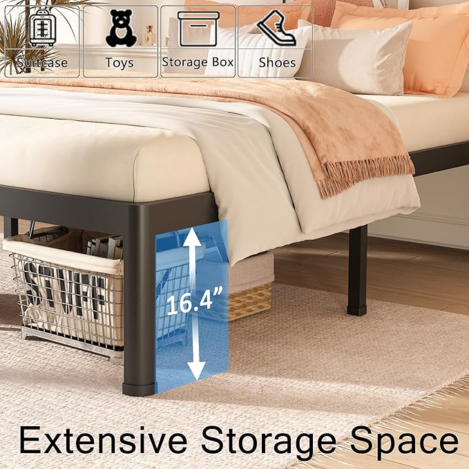 FUIOBYVV Queen Bed Frame with Round Corner Edge Legs 18 inch High 3500 lbs - Image 5