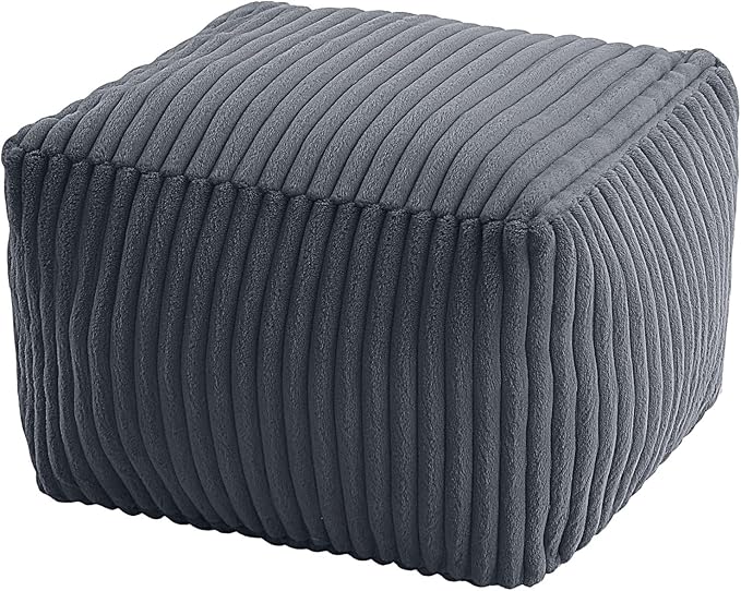 MeMoreCool Square Stuffed Pouf Ottoman Foot Rest, Stripe Furry Floor Pouf Foot by MeMoreCool