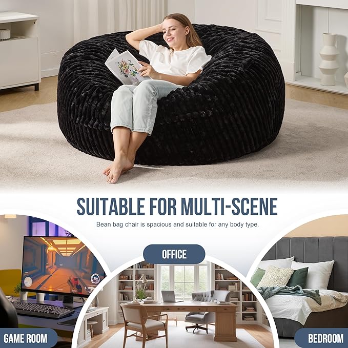 Hobestluk 5ft Bean Bag Chairs for Adults Large Beanbag Chair - Image 6