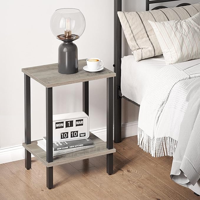 TUTOTAK End Table, Side Table, Nightstand, 2-Tier Storage Shelf, Sofa Table - Image 9