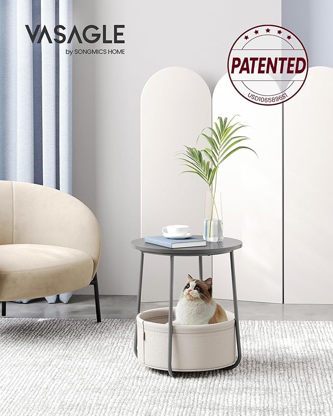 VASAGLE Small Round Side End Table, Modern Nightstand - Image 3