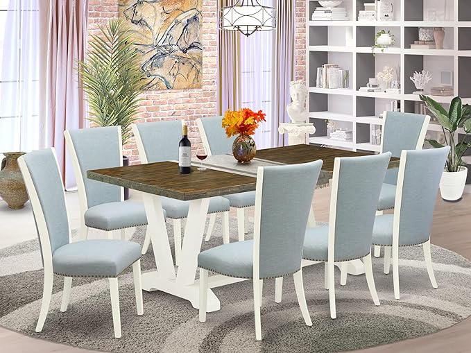 East West Furniture V077VE215-9 9 Piece Dining Room Furniture Set Includes a - Image 2