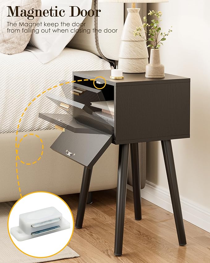 Night Stand Set 2, Small Modern Mid-Century Bedside Table - Image 4