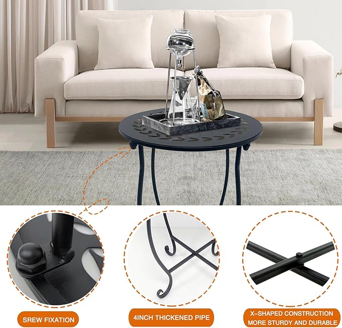 Round Side Table, 1 Pack 14 Inch Bedside Table - Image 3