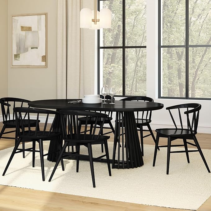 Plank+Beam Lido Oval Dining Table, Round Wooden Minimalist Kitchen Table fits 4 - Image 7
