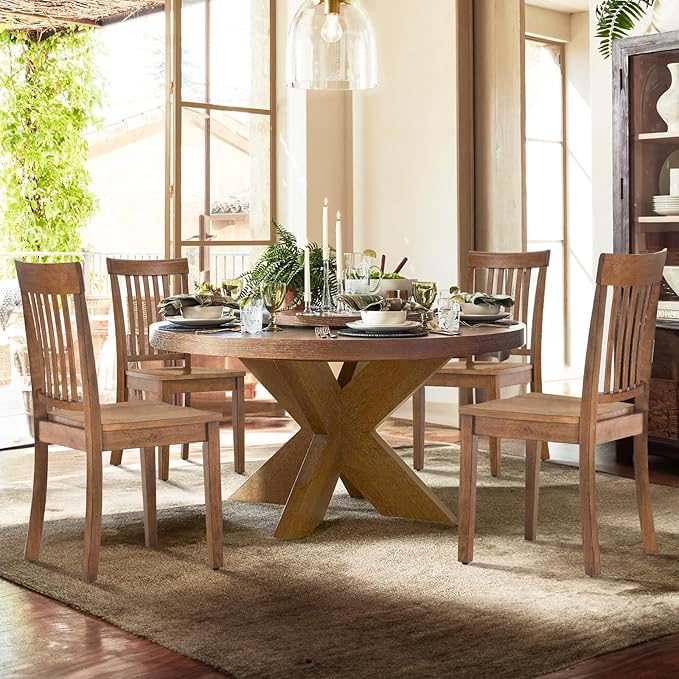 COLAMY Wooden Dining Chairs Set of 6, Solid Rubberwood Kitchen & Dining Room - Image 6