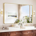 TokeShimi Brushed Gold Vanity Mirror 60x36, Bathroom Mirror Framed Aluminum by RefinedBathroomAccessories