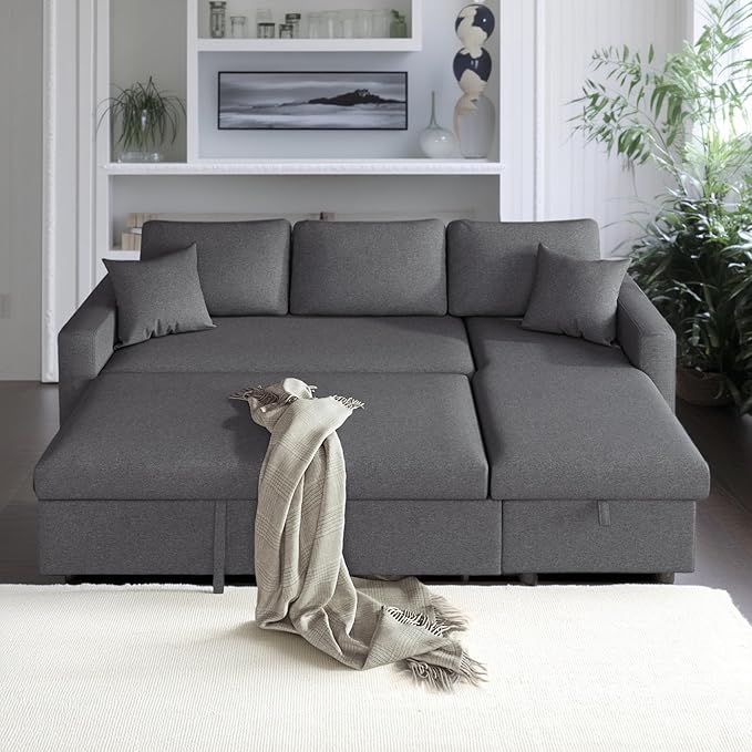 87.4 Inch L Shape Sleeper Sectional Sofa - Image 3