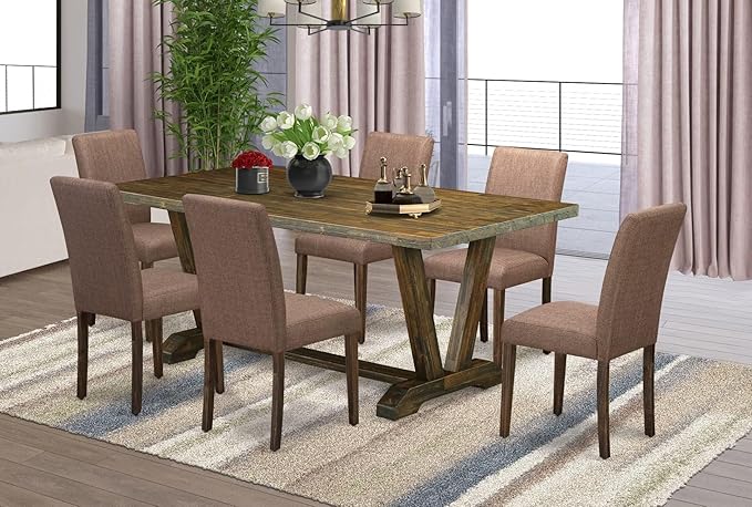 East West Furniture V777AB747-7 7 Piece Dinette Set Consist of a Rectangle - Image 2