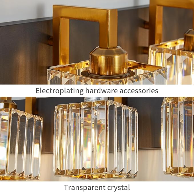 Modern Bathroom Vanity Light 6-Lights Black Gold Crystal Wall Lamp Bathroom - Image 5