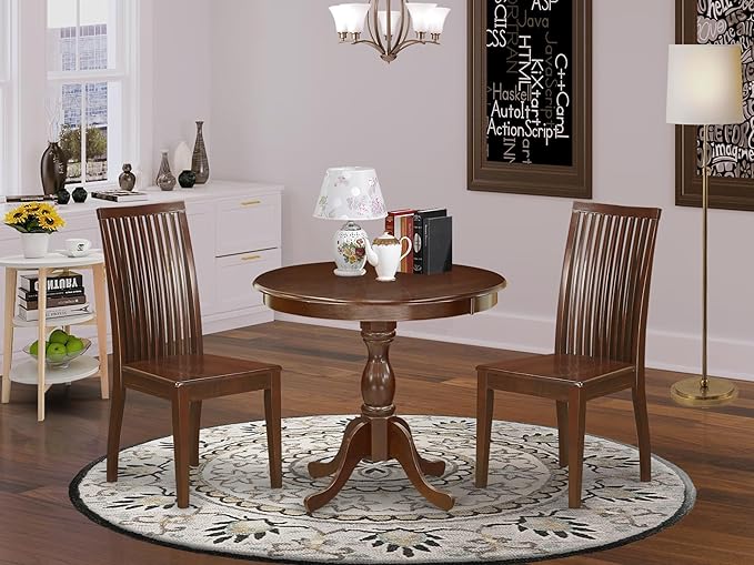 East West Furniture AMIP3-MAH-W 3 Piece Dining Table Set - Image 2
