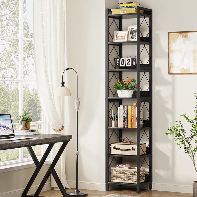 Tribesigns 78.7 Inch Extra Tall Narrow Bookshelf, 7 Tier Skinny Bookcase - Image 6