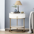 OIOG Round Side Table with Drawer, 2 Tier Night Stand with Shelf, Modern Side by OIOG