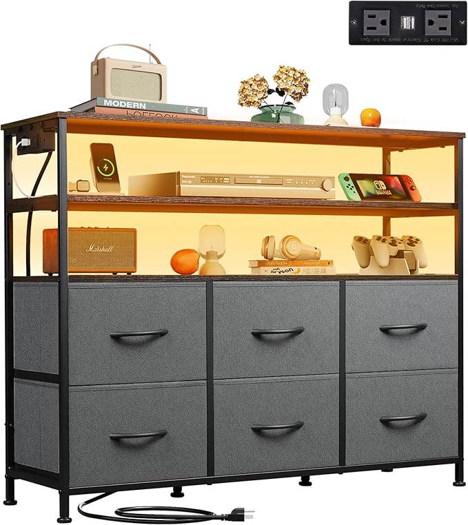 WLIVE Grey TV Stand for 40, 45 inch TV, Entertainment Center - Image 8