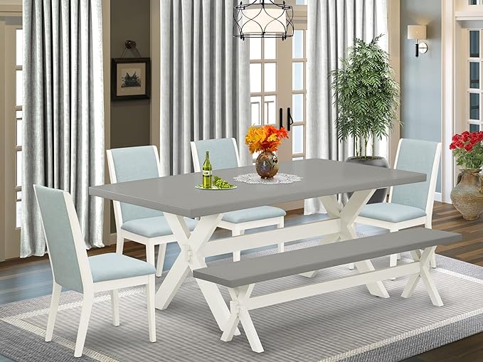 East West Furniture X097LA015-6 6 Piece Kitchen Table Set Contains a Rectangle - Image 2
