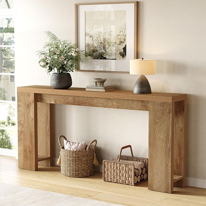 Little Tree 70.9-Inch Long Console Table, Narrow Sofa Table Behind The Couch - Image 7