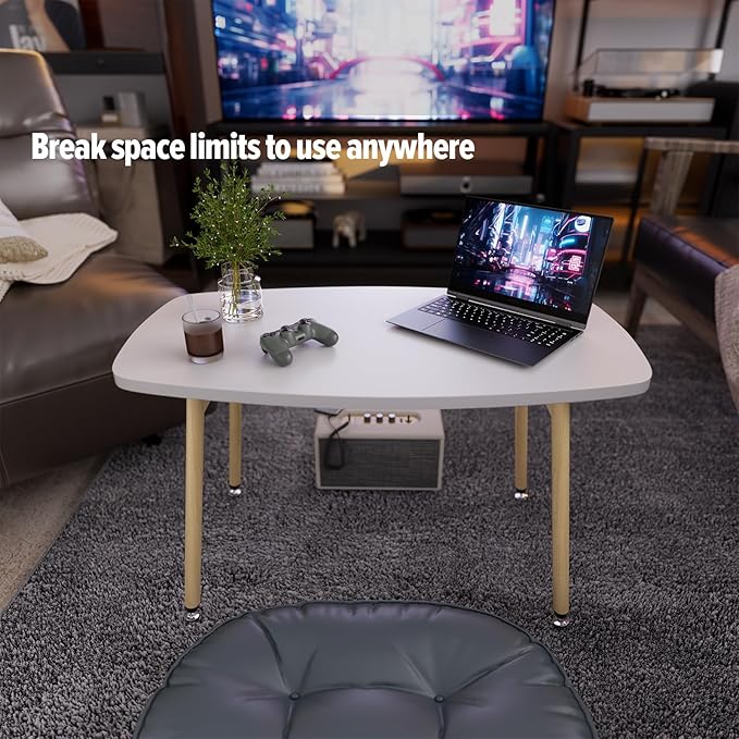 WOHOMO Folding Coffee Table White Small Coffee Tables - Image 6